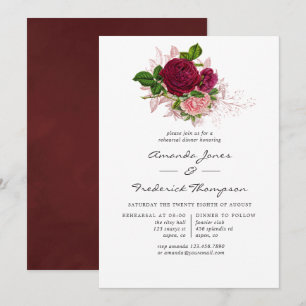 Vintage Chic Blush and Burgundy Rehearsal Dinner Invitation