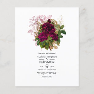 Vintage Chic Blush and Burgundy Wedding Invitation Flyer