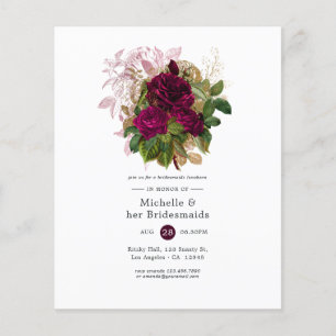 Vintage Chic Blush & Burgundy Bridesmaids Luncheon Flyer