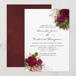 Vintage Chic Blush & Burgundy Rehearsal Dinner Invitation