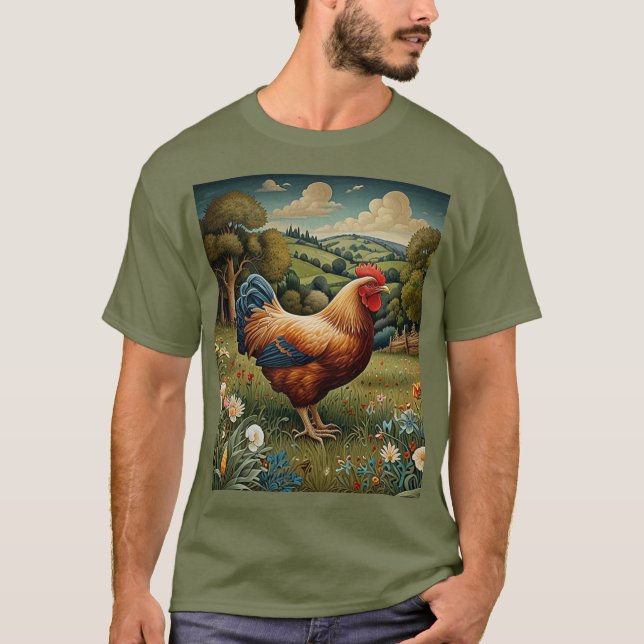 Vintage chic boho chicken country pasture  T-Shirt (Front)