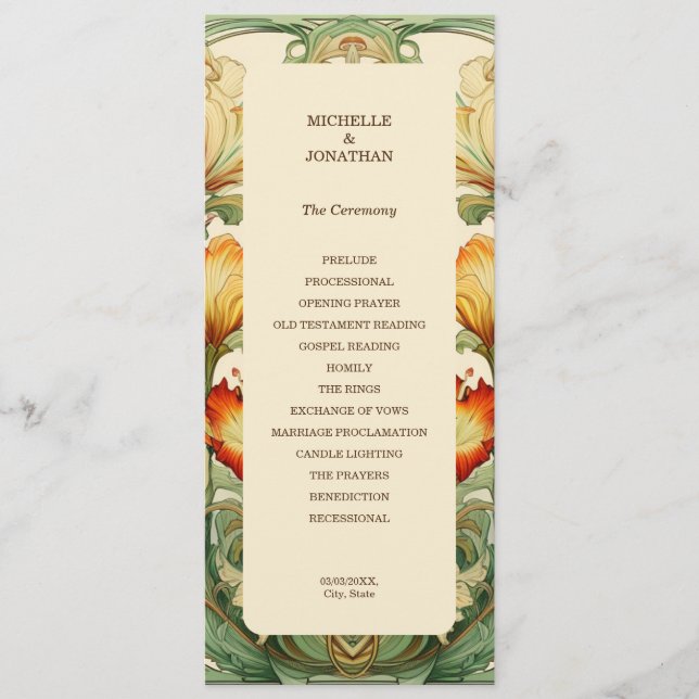 Vintage Chic Botanical Art Nouveau Alfonse Mucha Programme (Front)