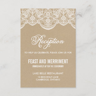 Vintage Chic Brocade Lace Wedding Reception Card