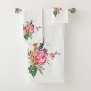 vintage chic elegant Floral Bath Towel Set