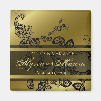Vintage Chic Elegant Floral Peacock Save The Date Magnet