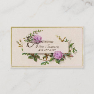 vintage chic elegant hair stylist purple floral business card