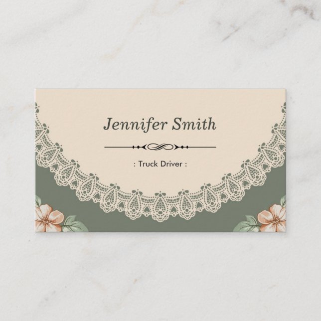 Vintage Chic Floral Business Card (Front)