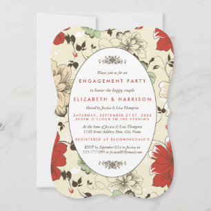 Vintage Chic Floral Engagement Party Invitation