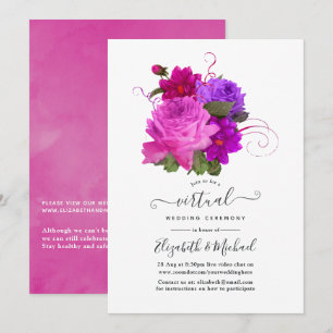 Vintage Chic Floral Online Virtual Wedding Invitation