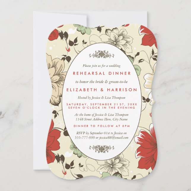 Vintage Chic Floral Rehearsal Dinner Invitation (Front)