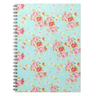 Vintage chic floral roses blue shabby rose flowers notebook