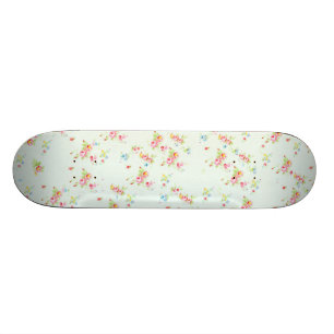 Vintage chic floral roses pink shabby rose flowers skateboard