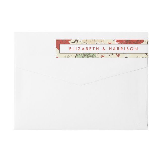 Vintage Chic Floral Wedding Wrap Around Label (Back)