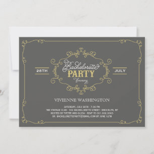 Vintage Chic Flourish Bachelorette Party Invite