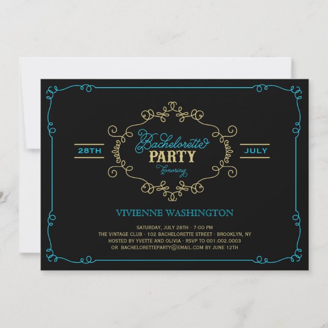 Vintage Chic Flourish Bachelorette Party Invite (Front)