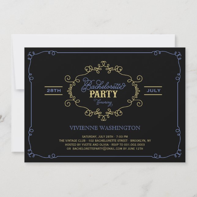 Vintage Chic Flourish Bachelorette Party Invite (Front)
