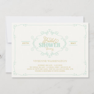 Vintage Chic Flourish Mint Bridal Shower Invite