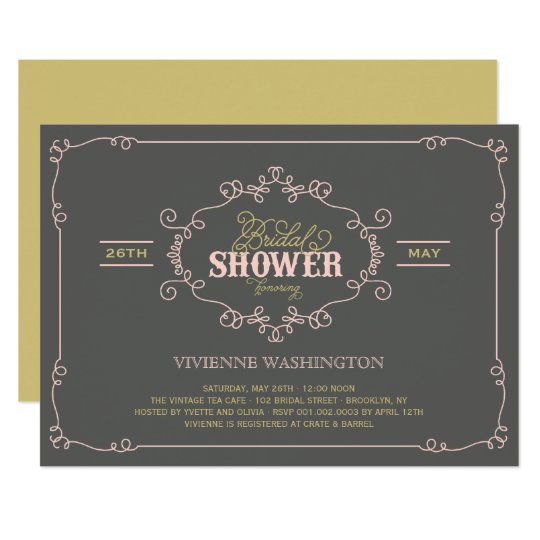 Vintage Chic Flourish Pink Bridal Shower Invite