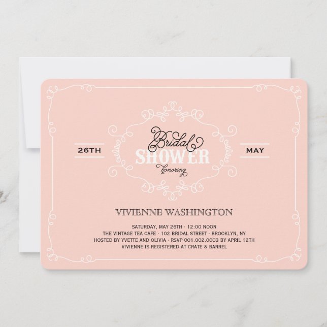 Vintage Chic Flourish Pink Bridal Shower Invite (Front)