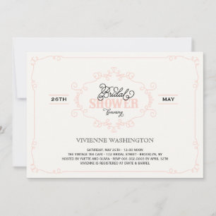 Vintage Chic Flourish Pink Bridal Shower Invite
