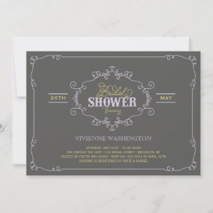 Vintage Chic Flourish Purple Bridal Shower Invite