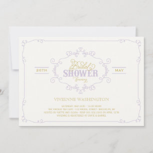 Vintage Chic Flourish Purple Bridal Shower Invite