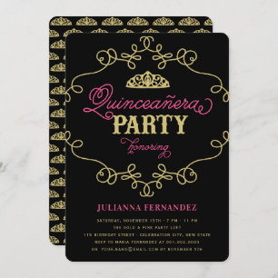 Vintage Chic Flourish Quinceanera Birthday Party Invitation