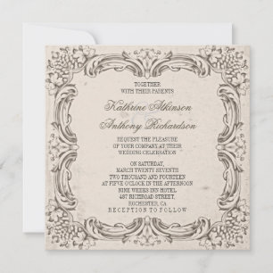 vintage chic flourishes wedding invitations