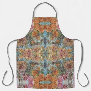 Vintage Chic Flower Garden Watercolor Painting  Apron