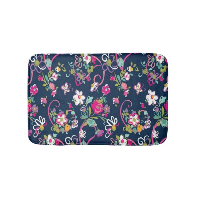 Vintage Chic  Girly Flowers Bath Mat (Front)