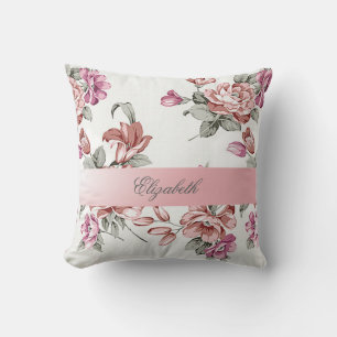 Vintage Chic Girly Flowers-Personalised Cushion