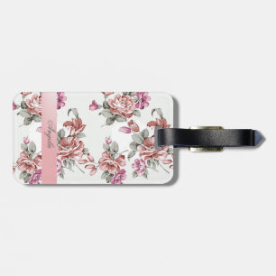 Vintage Chic Girly  Flowers-Personalised Luggage Tag