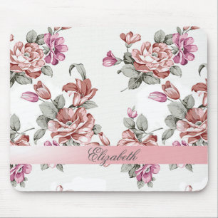 Vintage Chic Girly  Flowers-Personalised Mouse Mat