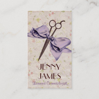 vintage chic hair stylist lavender bow floral business card