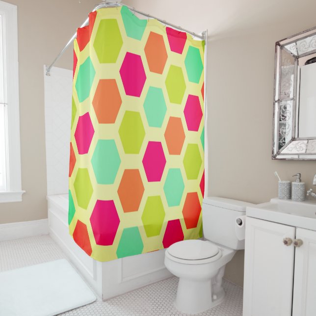 Vintage Chic Hexagon Shower Curtain (In Situ)