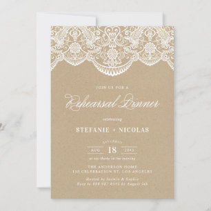 Vintage Chic Lace Rehearsal Dinner Invitation