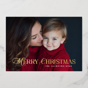 Vintage Chic Merry Christmas Design Foil Holiday Card