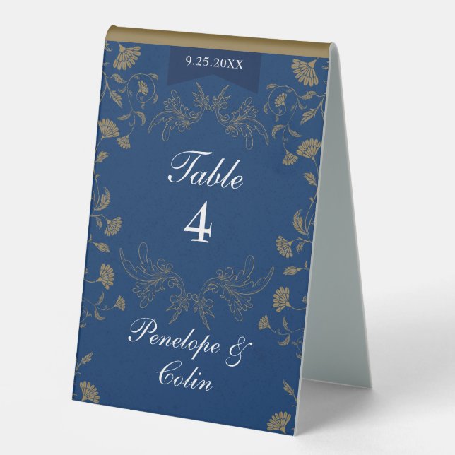 Vintage Chic Navy Blue Library Book Cover Wedding (Front)