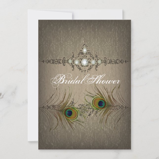 Vintage chic peacock Bridal Shower invitation (Front)