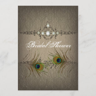 Vintage chic peacock Bridal Shower invitation