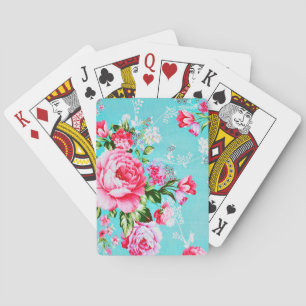 Vintage Chic Pink Floral Playing Cards