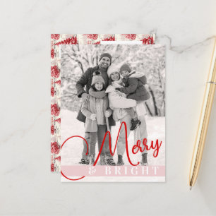 Vintage Chic Red & Pink Christmas Trees One Photo  Holiday Postcard