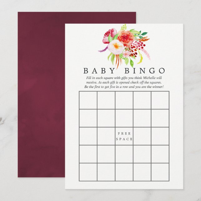 Vintage Chic Rustic Charm Baby Shower Bingo Invitation (Front/Back)