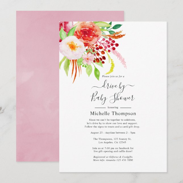 Vintage Chic Rustic Charm Drive By Shower Invitation (Front/Back)