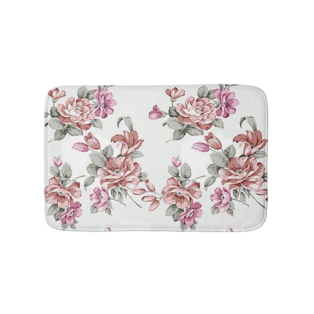 Vintage Chic  Shabby Girly Flowers Bath Mat (Front)