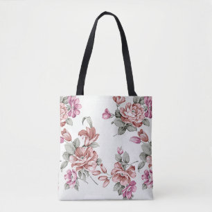 Vintage Chic Shabby Girly Flowers Tote Bag