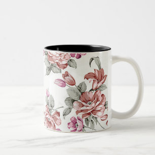 Vintage Chic Shabby Girly Flowers Two-Tone Coffee Mug