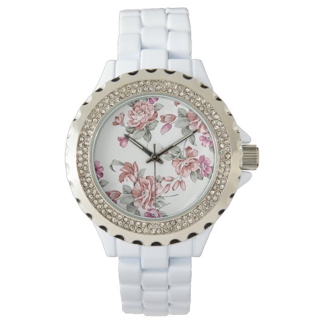 Vintage Chic  Shabby Girly Flowers Watch (Front)