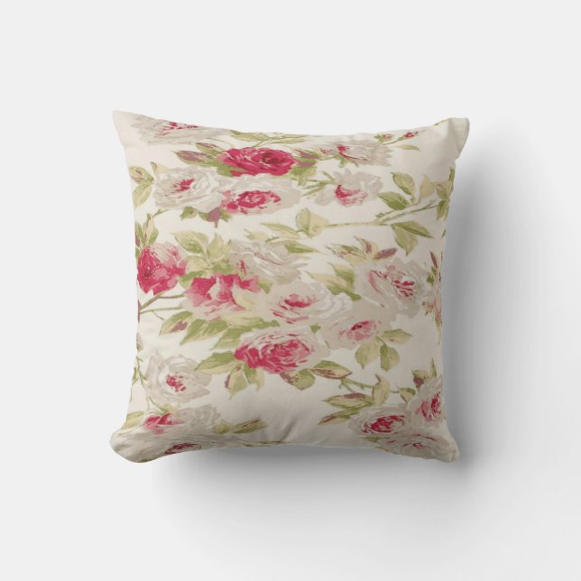 Vintage Chic  Shabby Girly Roses Cushion (Front)