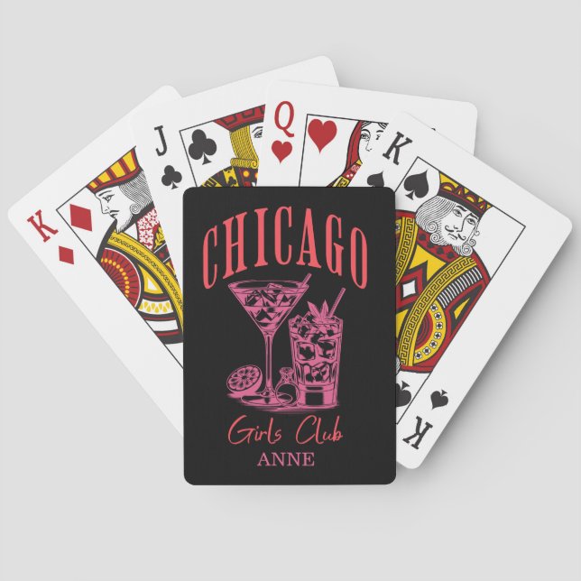 vintage chicago bachelorette playing cards (Back)